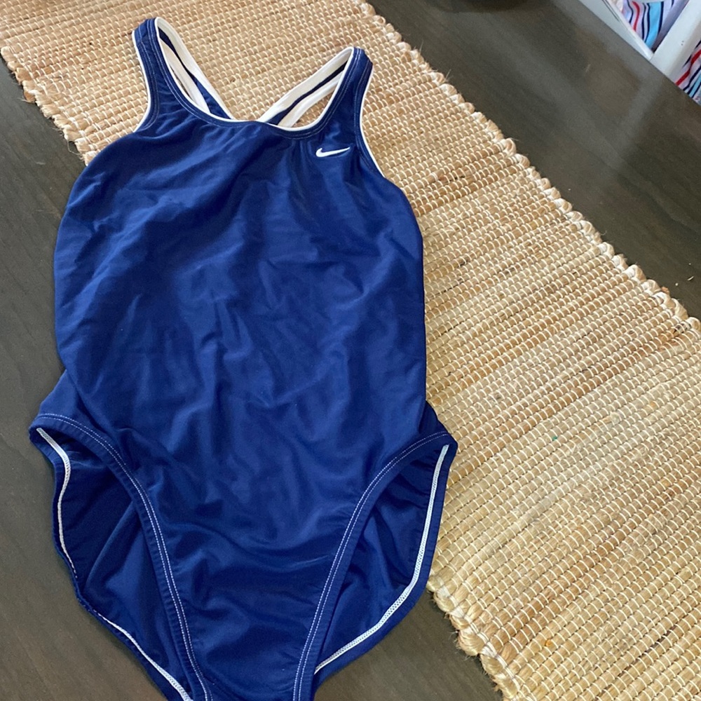 Nike Navy/White One Piece Swimsuit Size 10